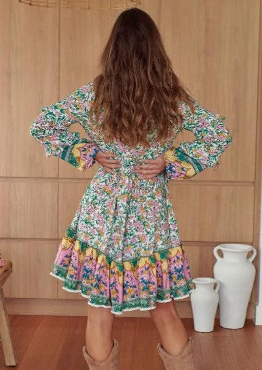 Dinasty Print Fey Mini Dress