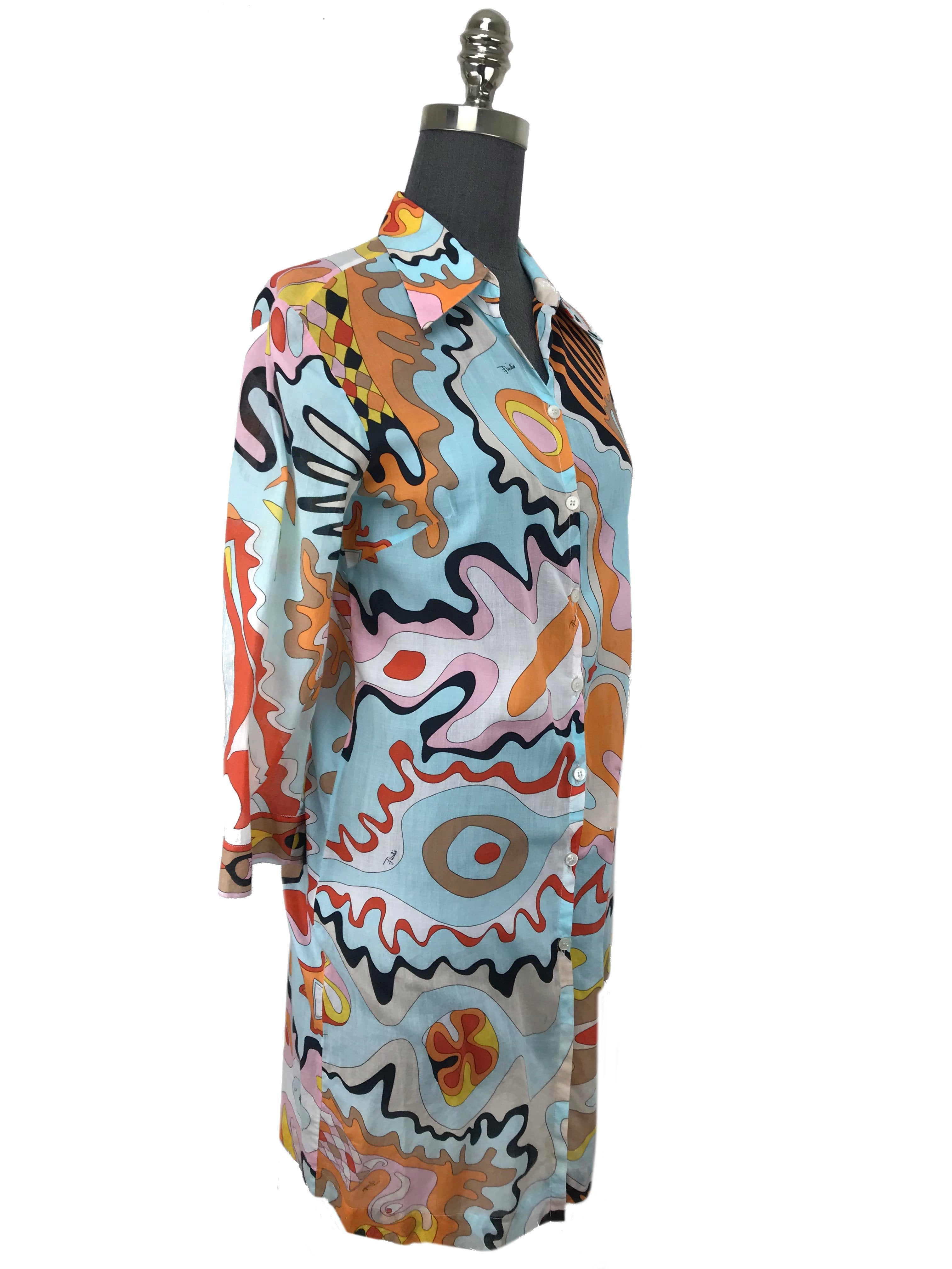 Emilio Pucci Abstract Print Cotton Dress Size S