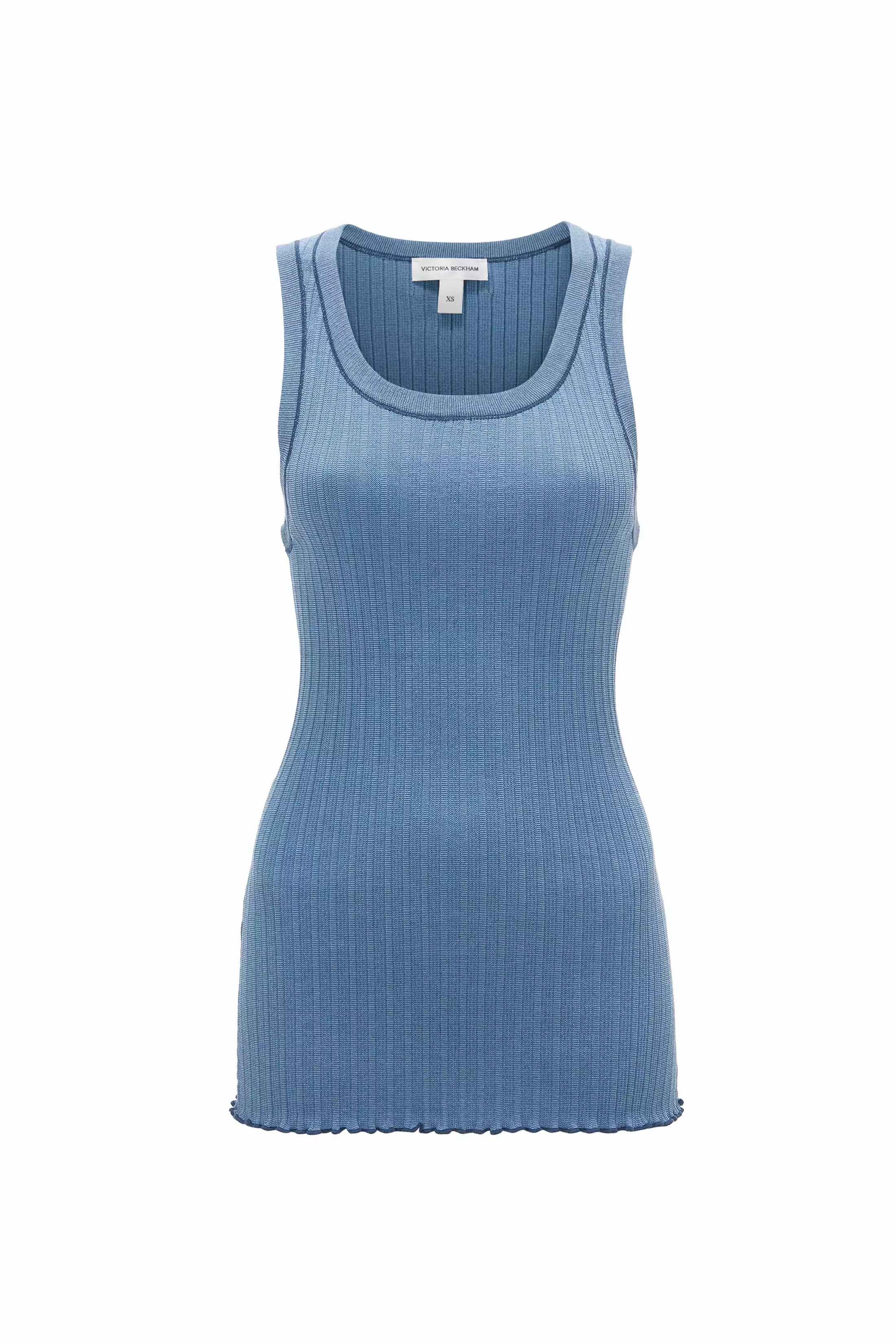 Fine Knit Micro Stripe Tank In Heritage Blue