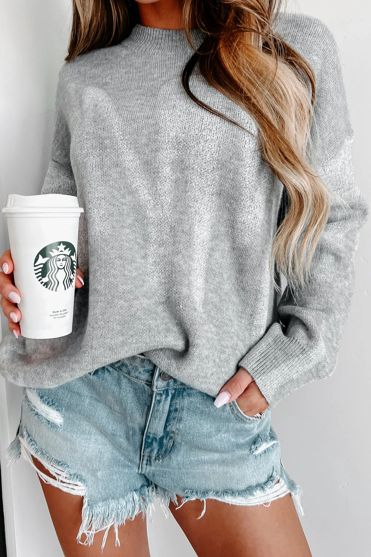 Firm Believer Patterned Sweater (Grey)