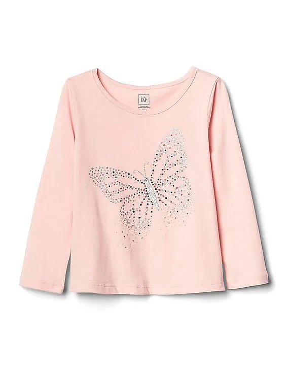 GAP Baby Pink Graphic Long Sleeve Tee