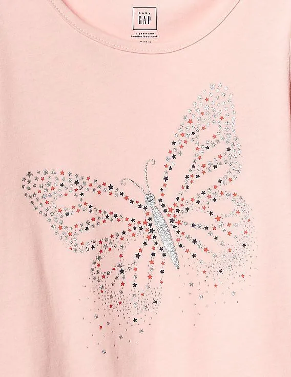 GAP Baby Pink Graphic Long Sleeve Tee