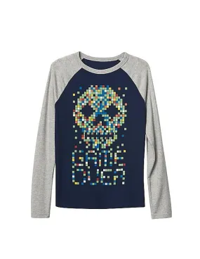 GAP Boys Blue Graphic Long Sleeve Baseball Tee