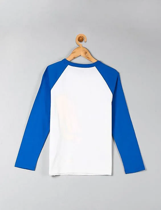 GAP Boys White Graphic Long Sleeve Baseball Tee