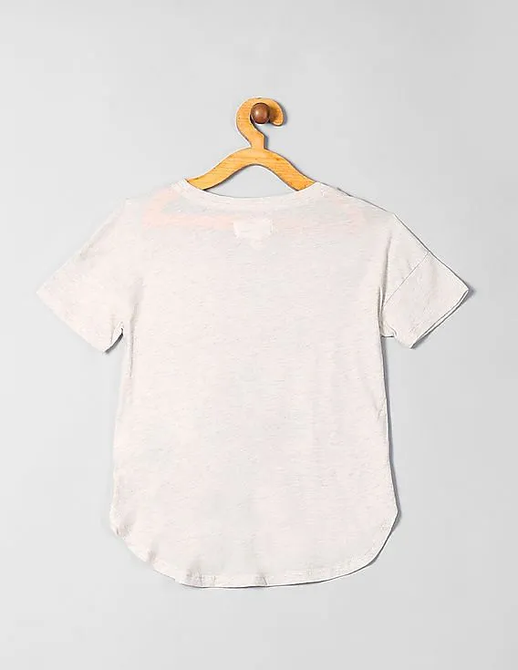 GAP Girls Beige Graphic Print Short Sleeve T-Shirt