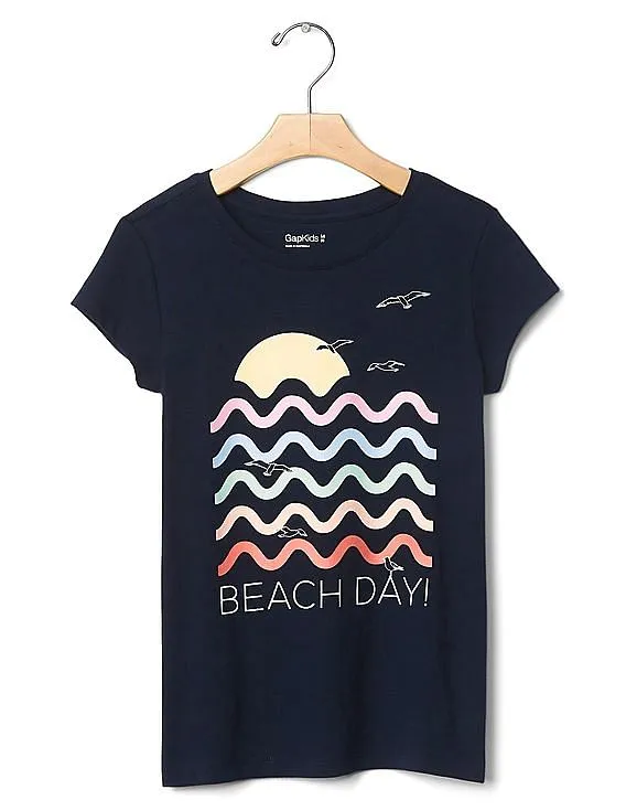 GAP Girls Blue Graphic Short-Sleeve Tee