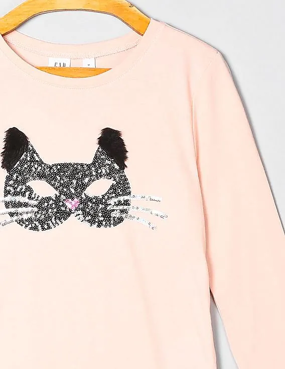 GAP Girls Pink Graphic Long Sleeve T-Shirt