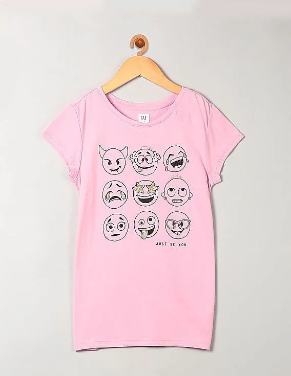 GAP Girls Pink Graphic Short Sleeve T-Shirt