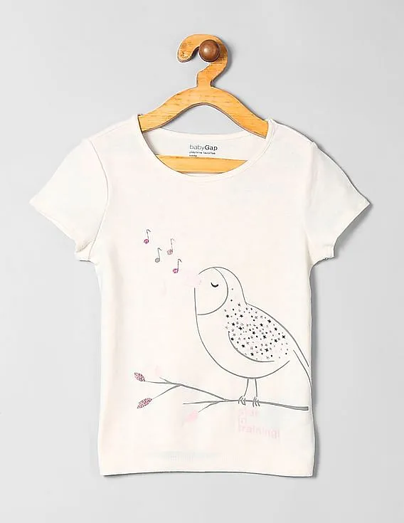 GAP Girls White Short Sleeve Graphic T-Shirt