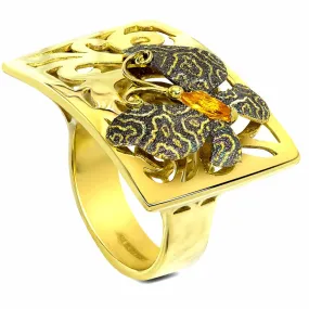 Gold Butterfly Ring with Citrine