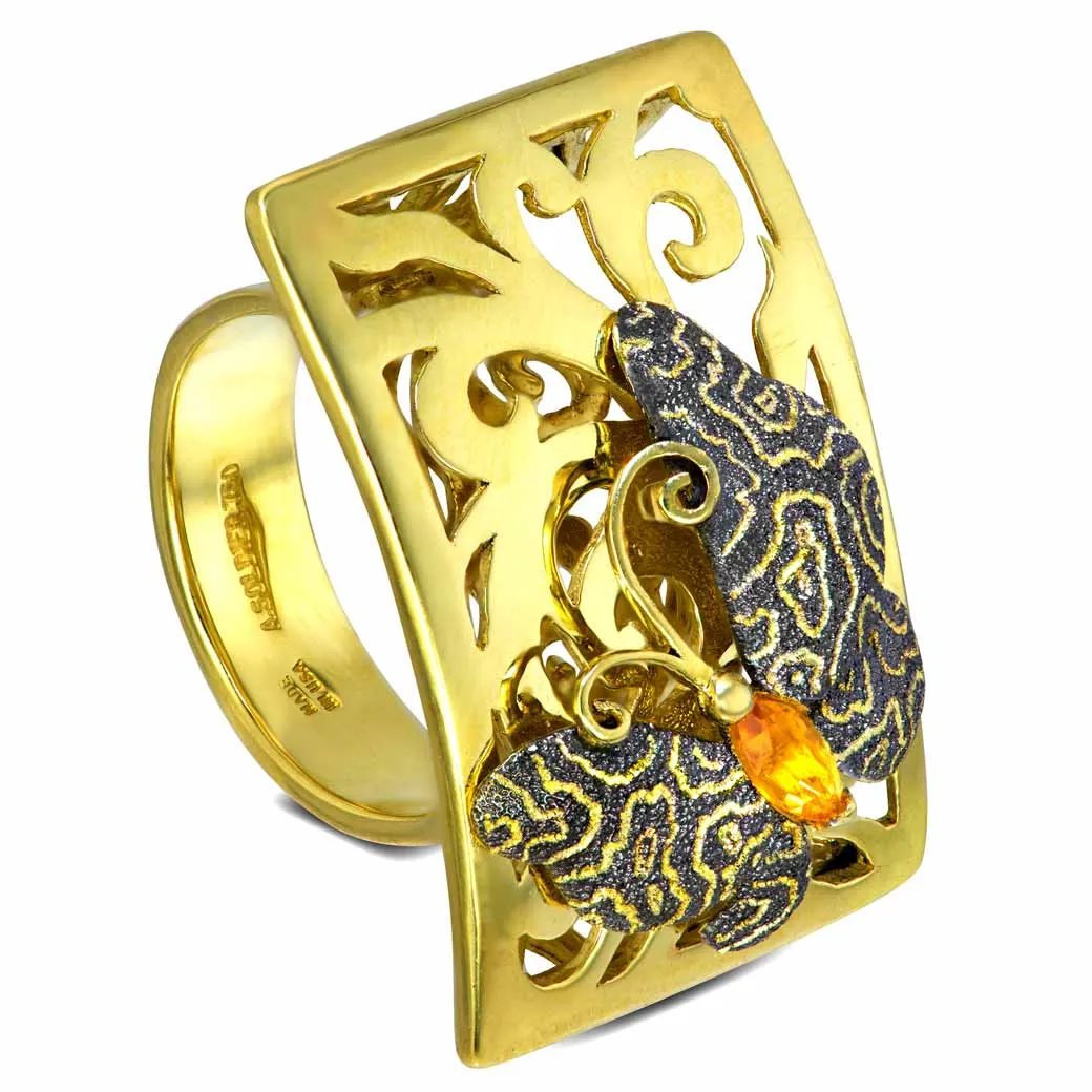 Gold Butterfly Ring with Citrine