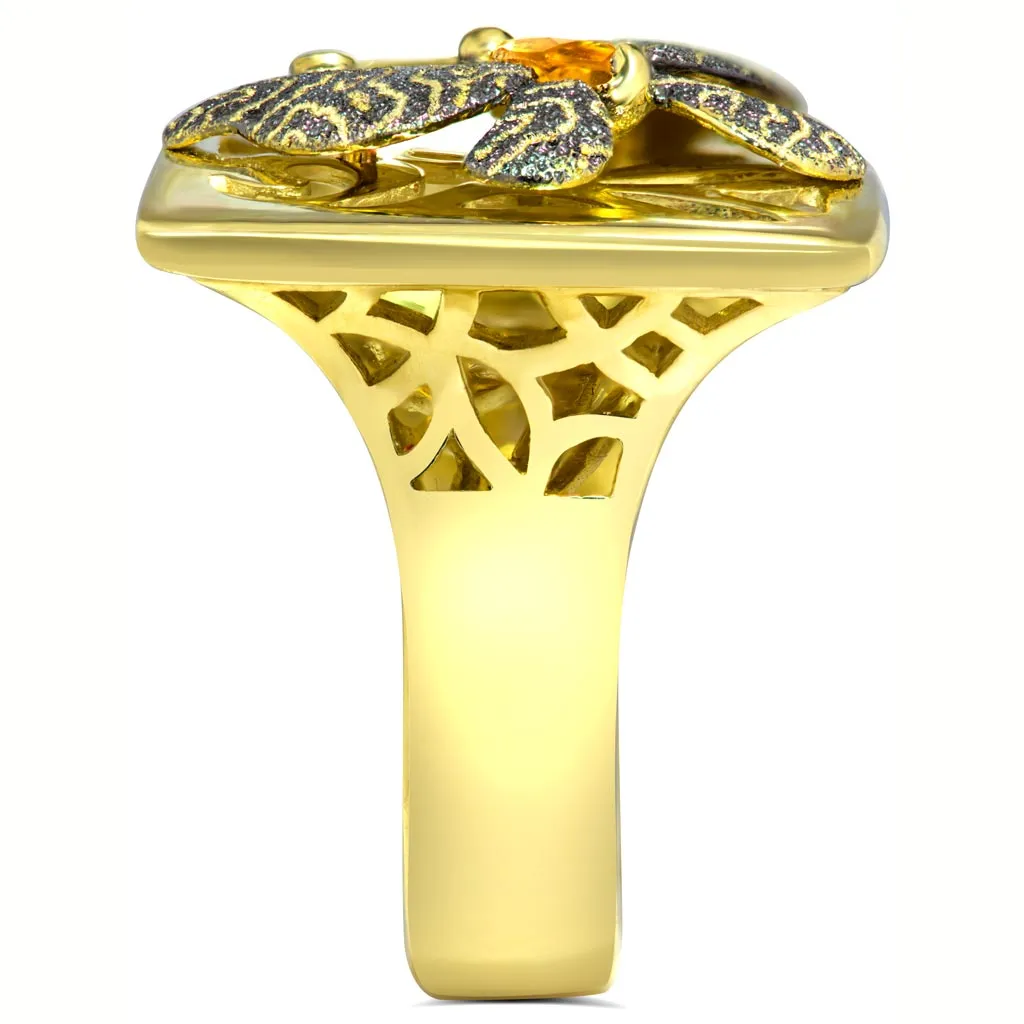 Gold Butterfly Ring with Citrine