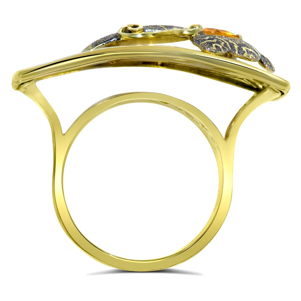 Gold Butterfly Ring with Citrine