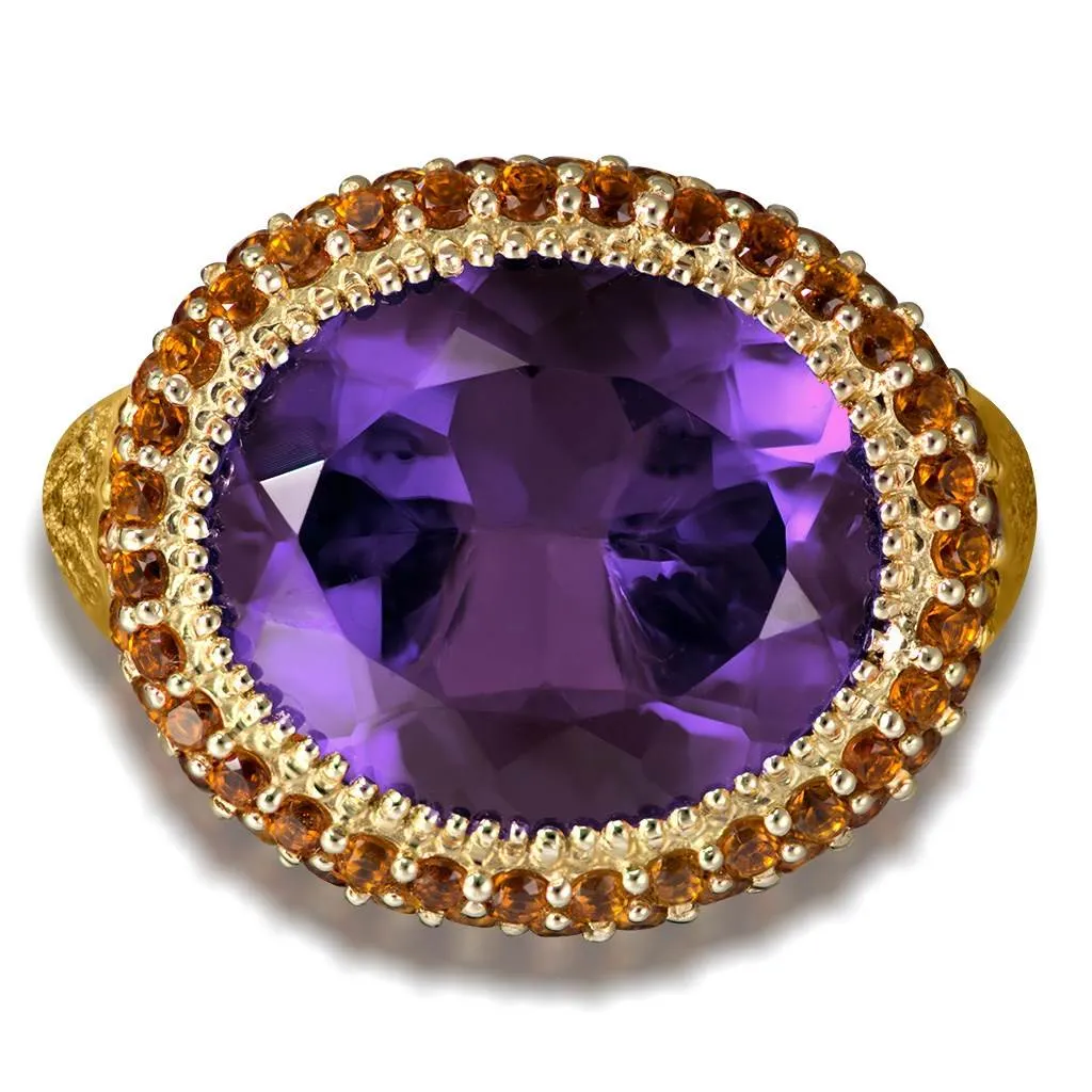 Gold Cocktail Ring with Amethyst & Madeira Citrine