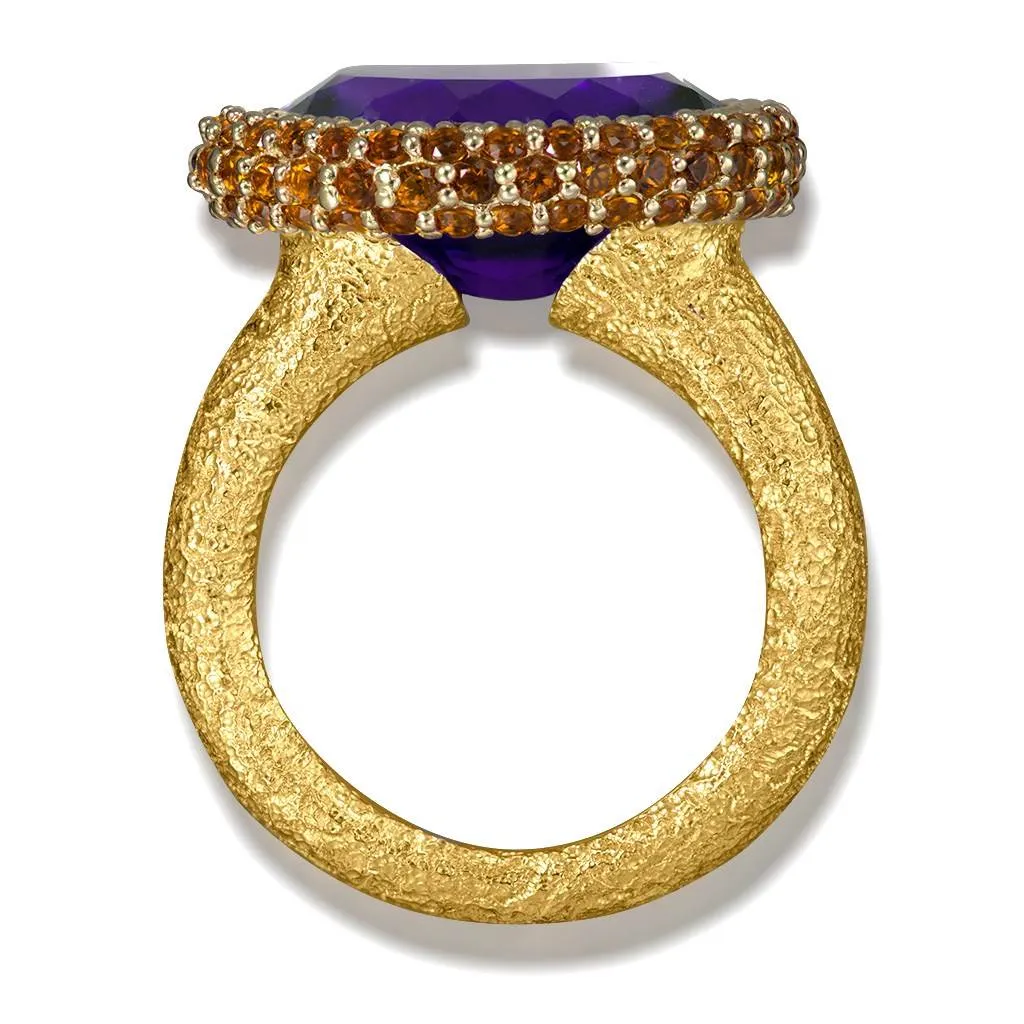 Gold Cocktail Ring with Amethyst & Madeira Citrine