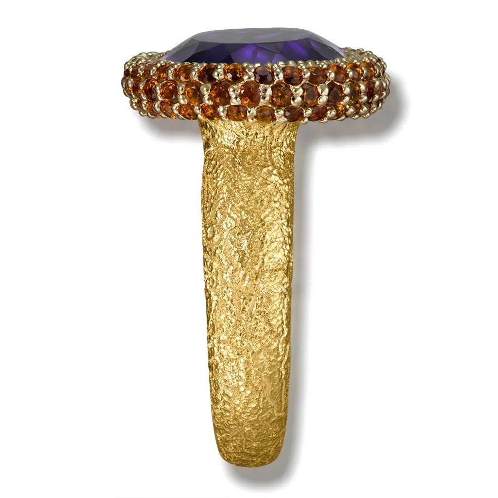 Gold Cocktail Ring with Amethyst & Madeira Citrine