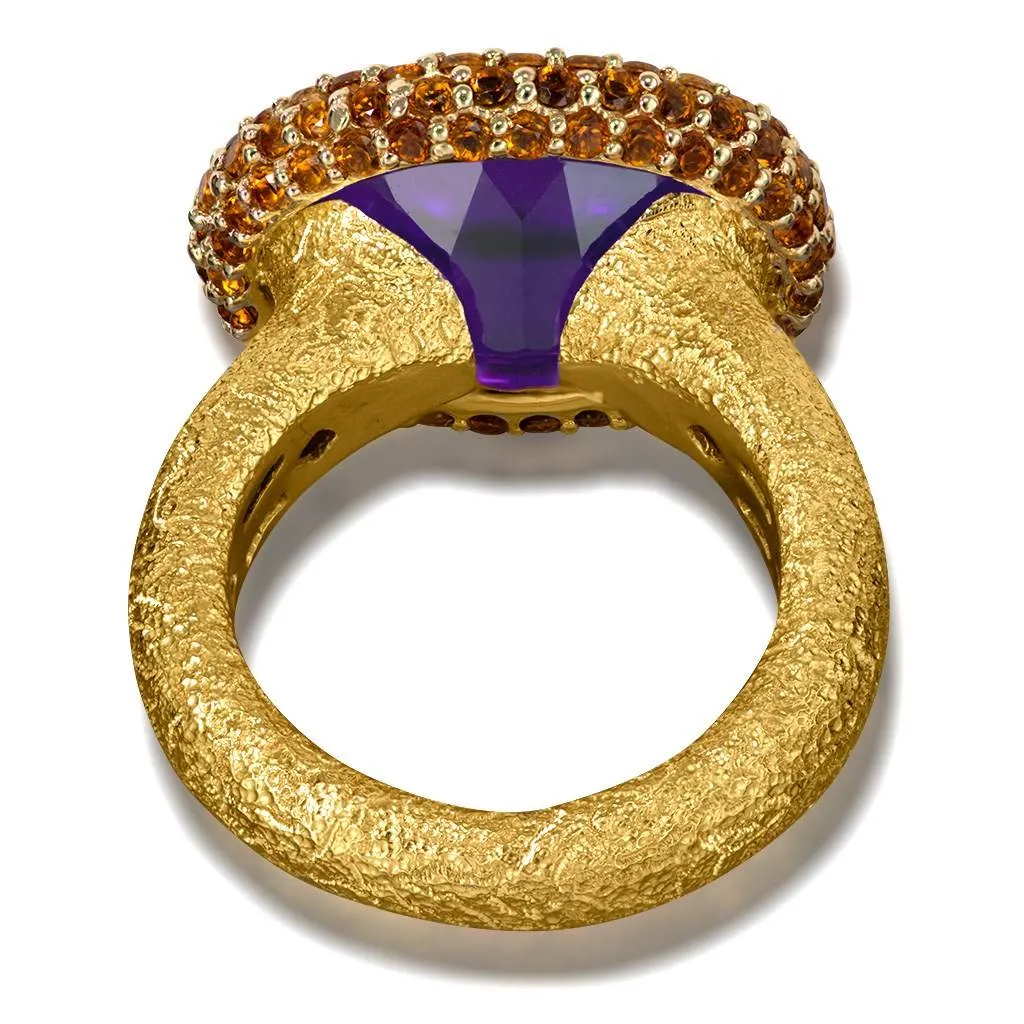 Gold Cocktail Ring with Amethyst & Madeira Citrine