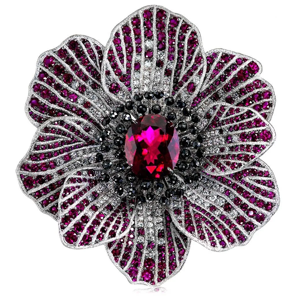 Gold Coronaria Ring with Tourmaline & Diamonds