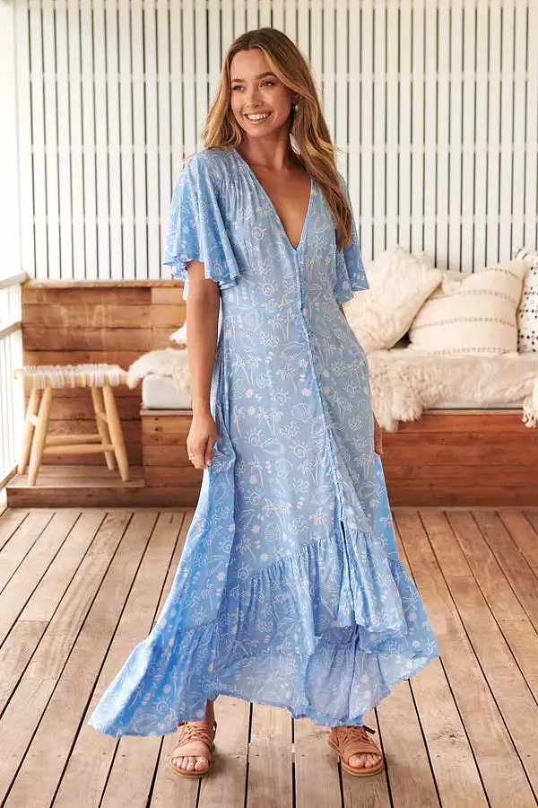 Gracie Maxi Dress Seashell Cove print