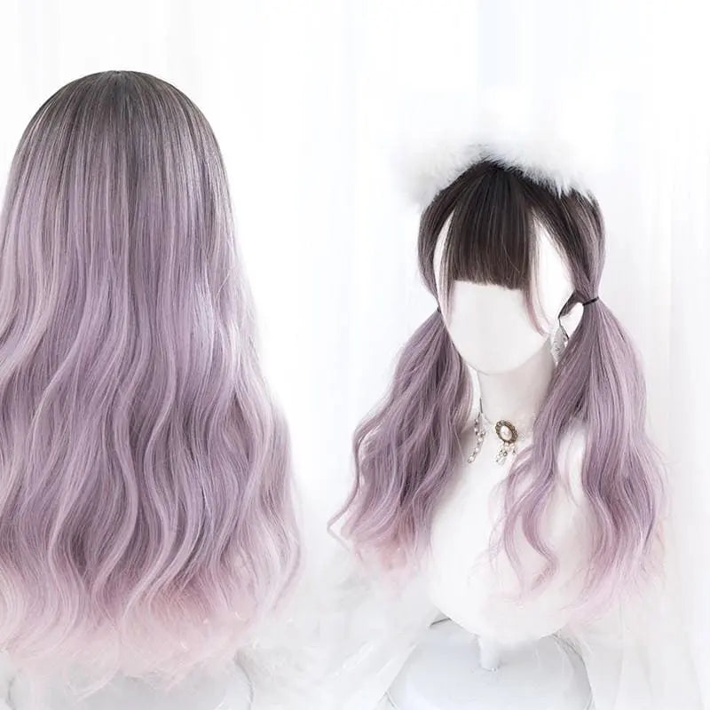 Harajuku Cute Purple Dyed Black Gradient Lolita Long Curly Hair MK15869