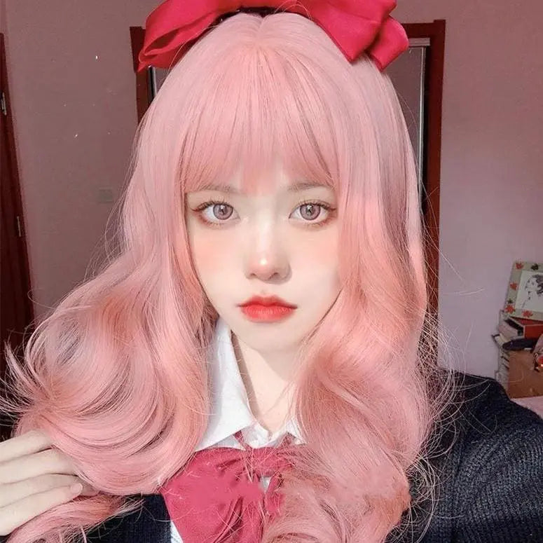 Harajuku Sweet Pink Lolita JK Long Curly Hair MK15773