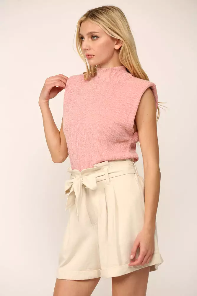 High Mock Neck Sleeveless Sweater