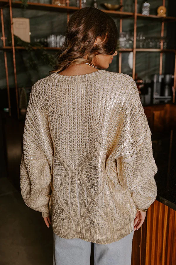 Holiday Glow Cable Knit Metallic Sweater