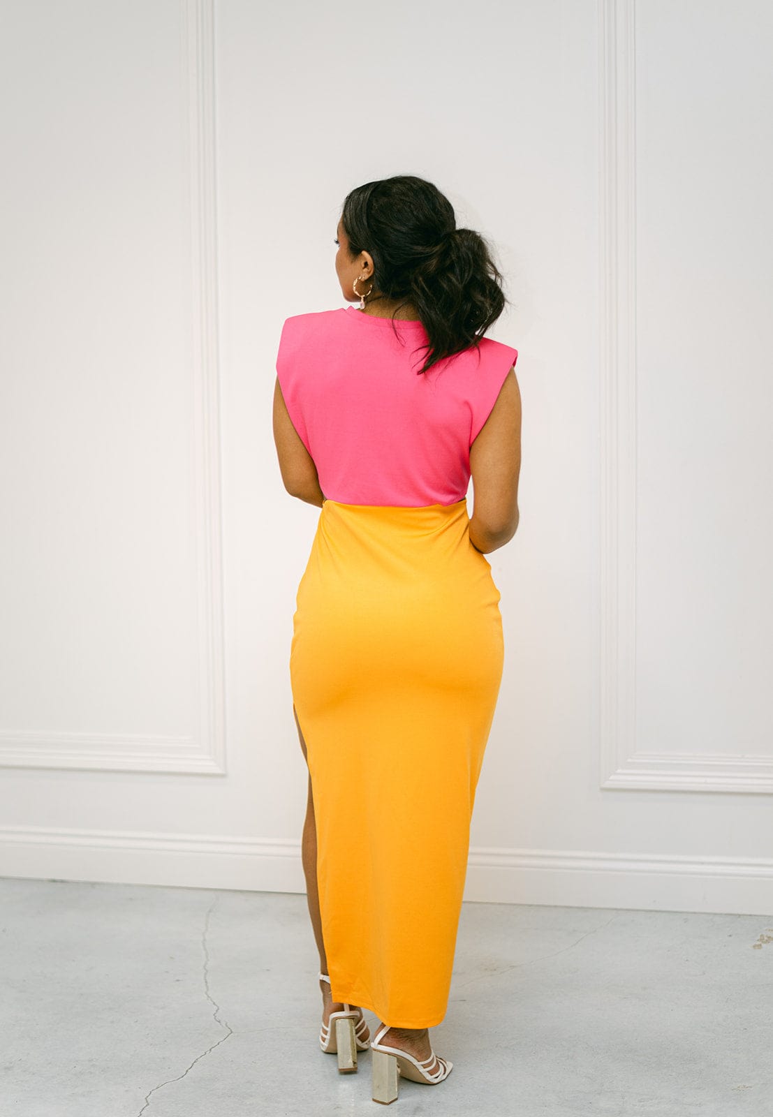 Hot Pink Colorblock Maxi Dress