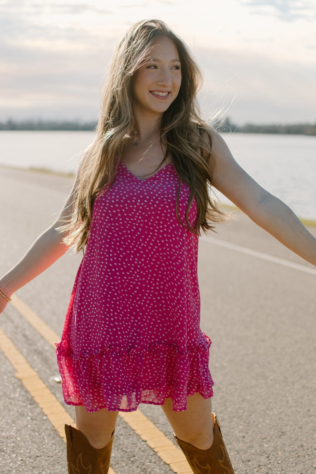 Hot Pink Cross Back Mini Dress