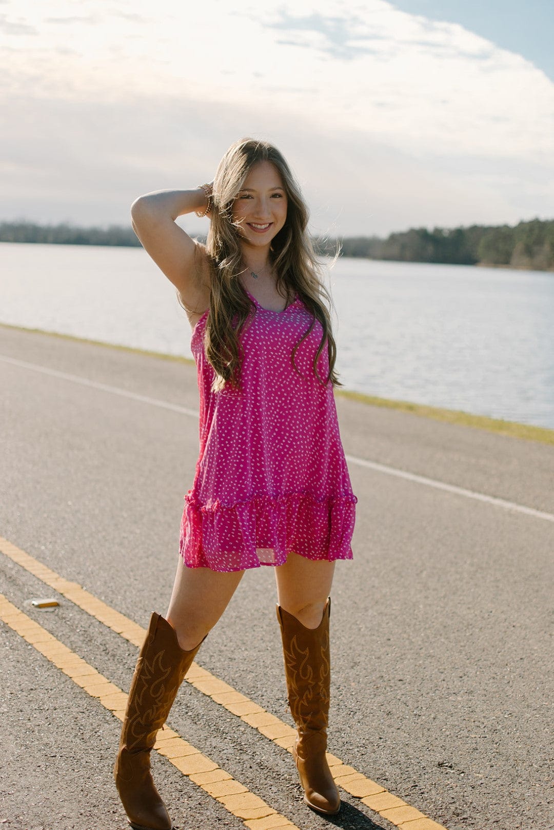 Hot Pink Cross Back Mini Dress