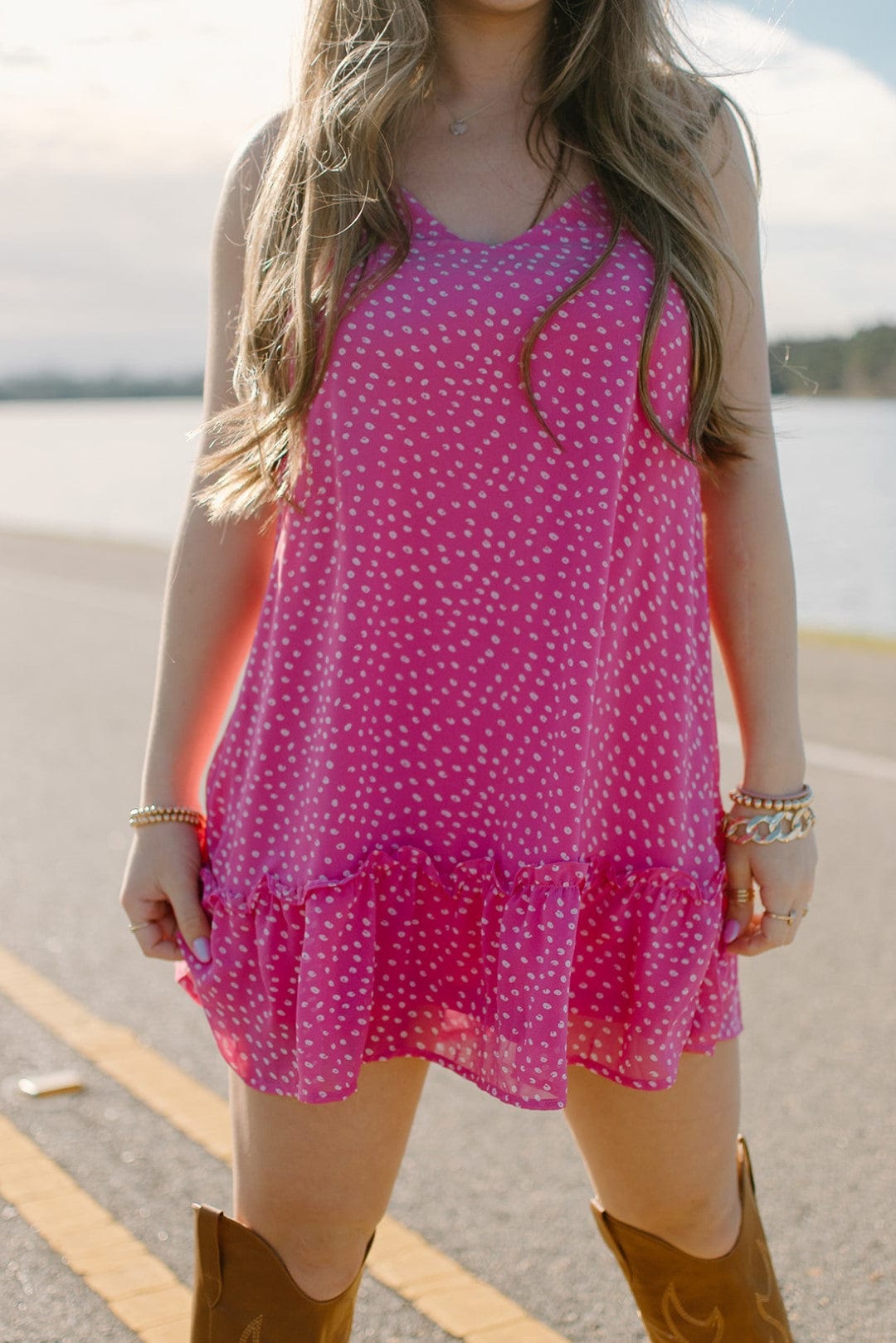 Hot Pink Cross Back Mini Dress