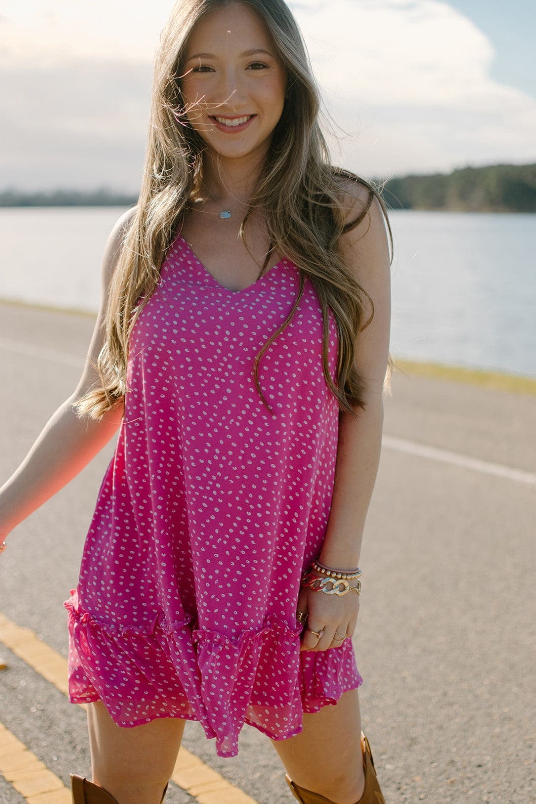 Hot Pink Cross Back Mini Dress