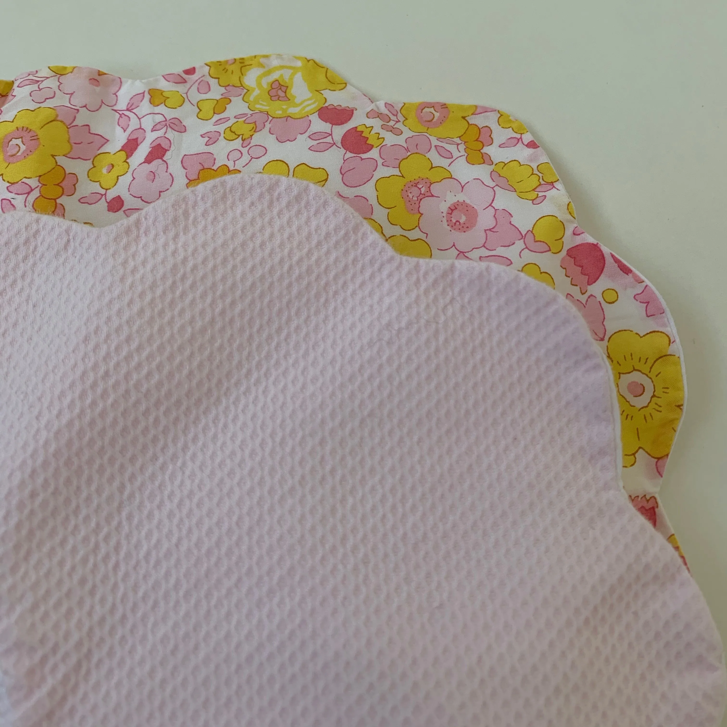 Jacadi Liberty Print And Pink Scalloped Bibs: One Size