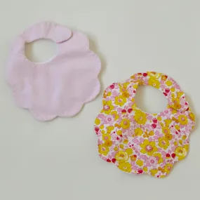 Jacadi Liberty Print And Pink Scalloped Bibs: One Size