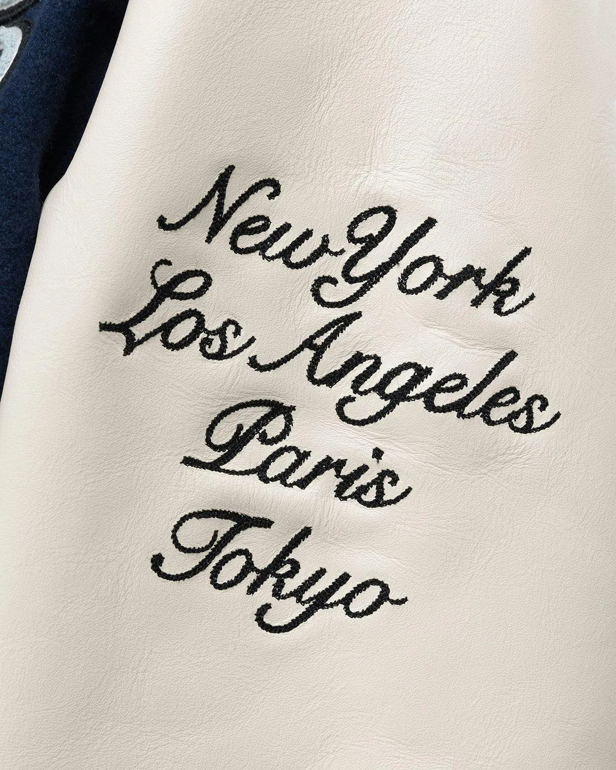 Jacob & Co. x Highsnobiety – Logo Varsity Jacket Navy Creme | Highsnobiety Shop