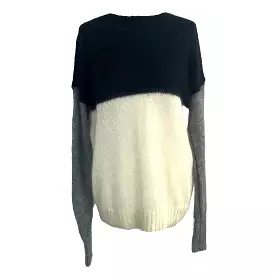 Joseph Black Ivory & Grey Colourblock Mohair Sweater M