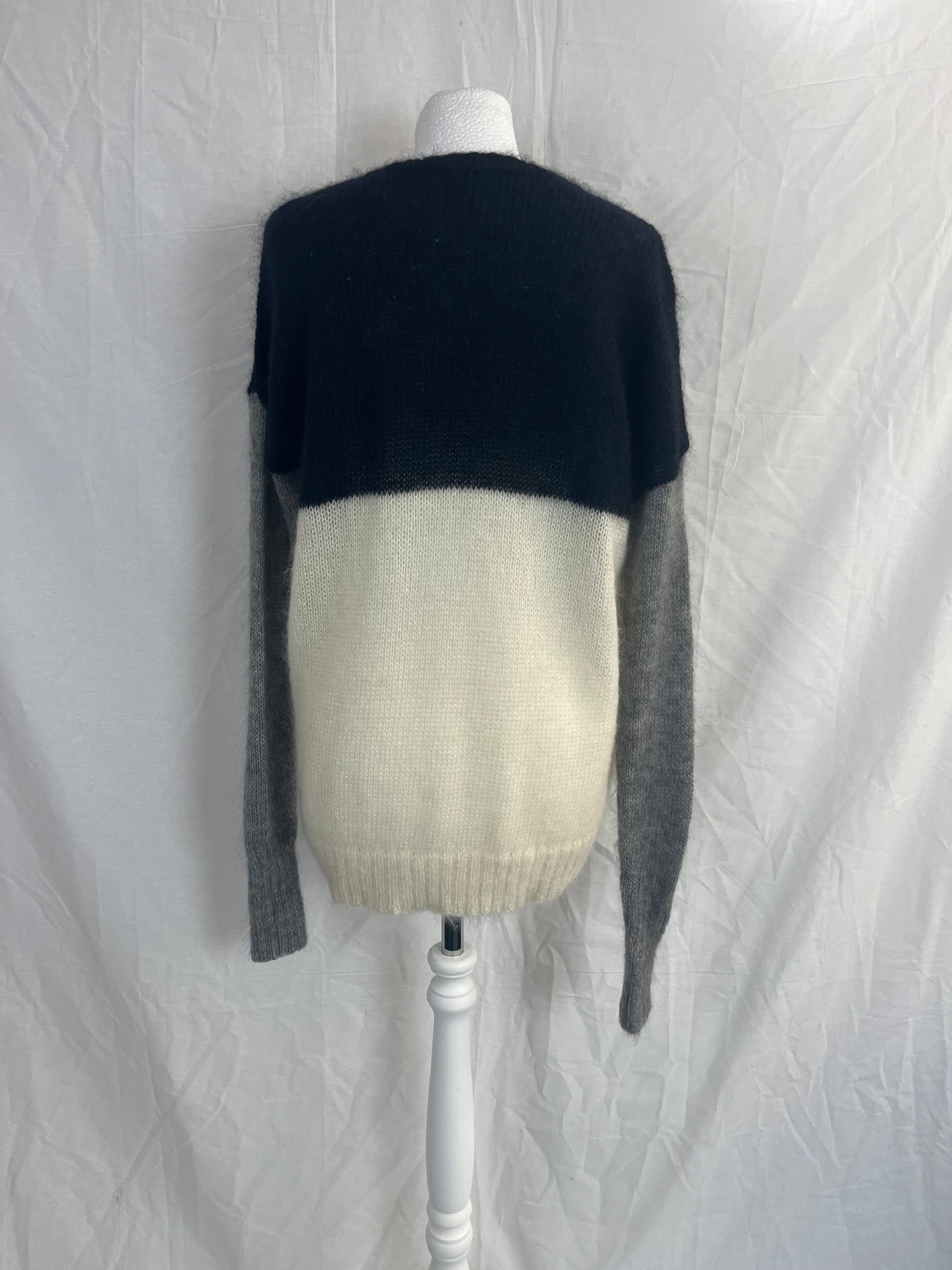 Joseph Black Ivory & Grey Colourblock Mohair Sweater M