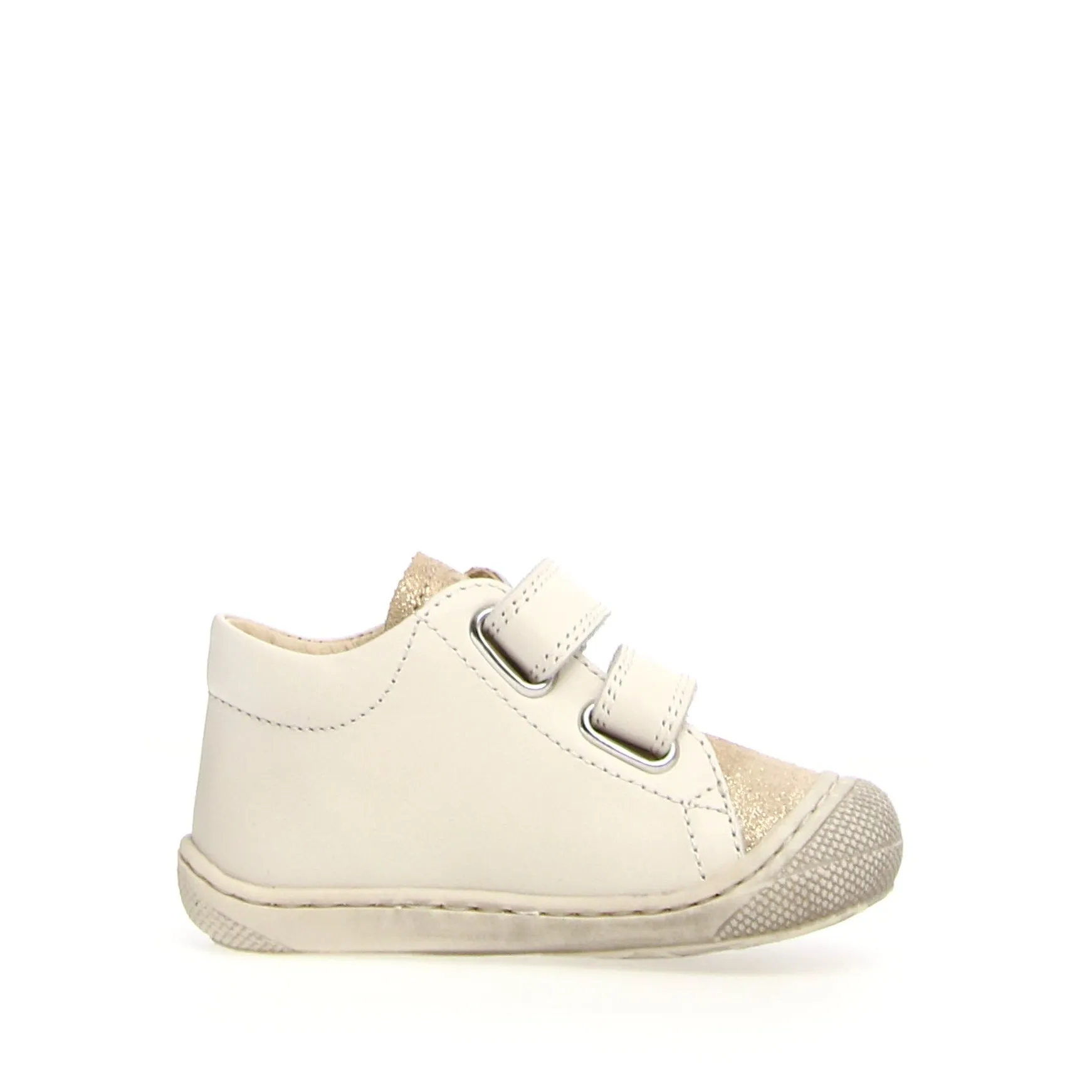 Kolde - Platinum-Milk Leather and Suede||Kolde - Suède et cuir blanc-doré