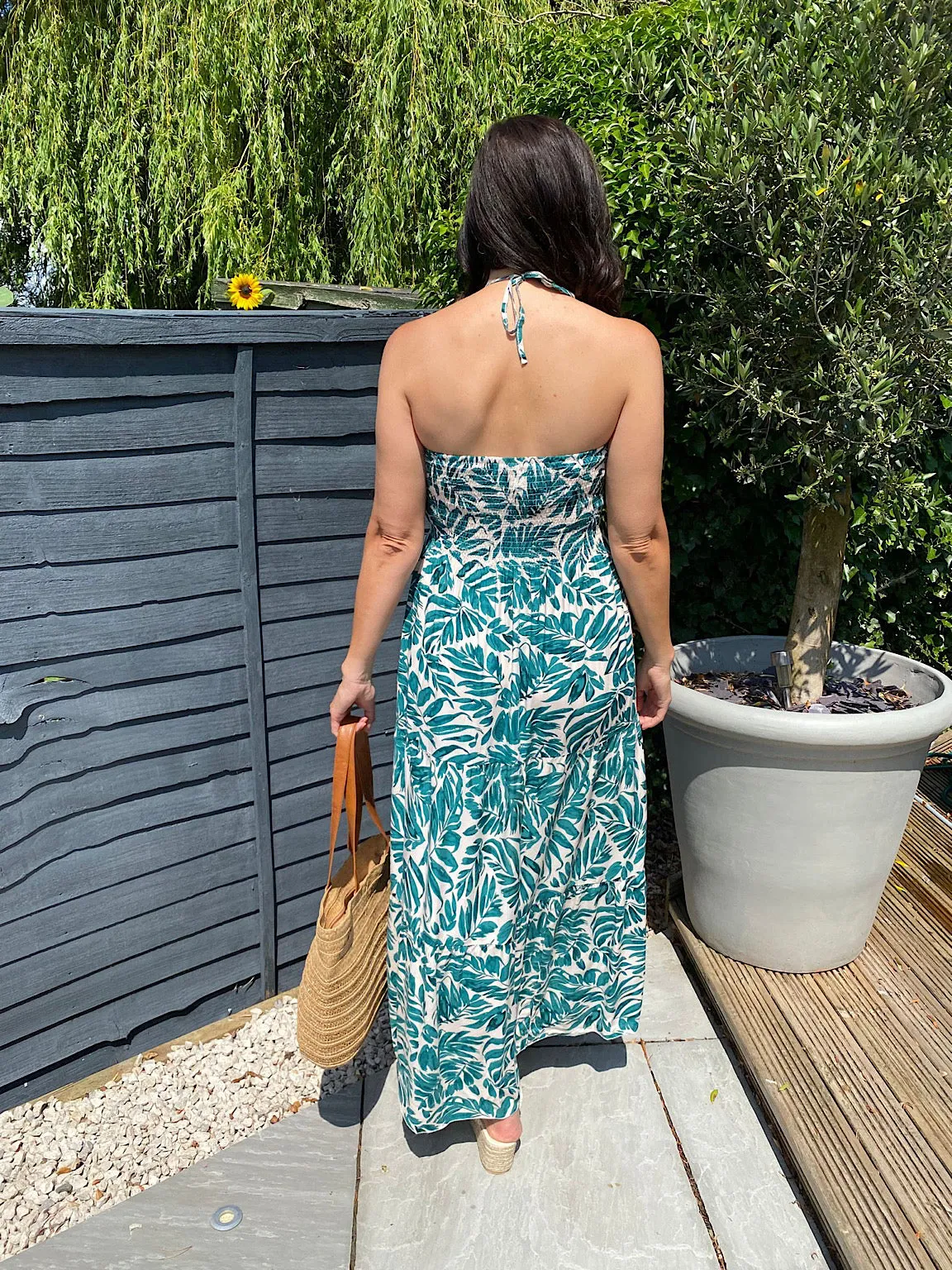 Leaf Print Bandeau Dress Caitlin