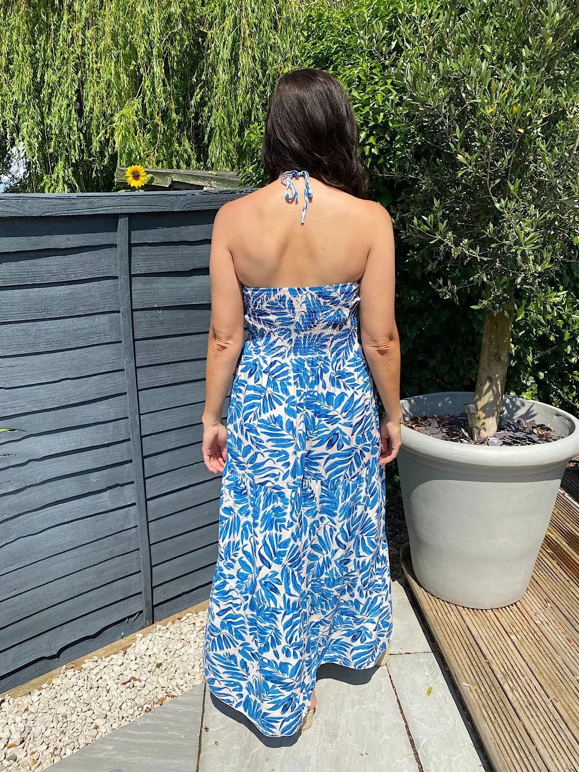 Leaf Print Bandeau Dress Caitlin