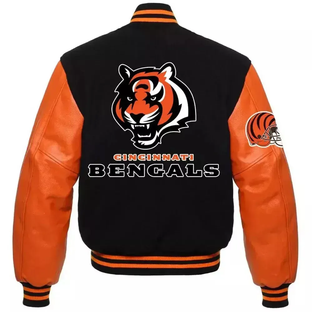 Letterman Cincinnati Bengals Black and Orange Varsity Jacket-05