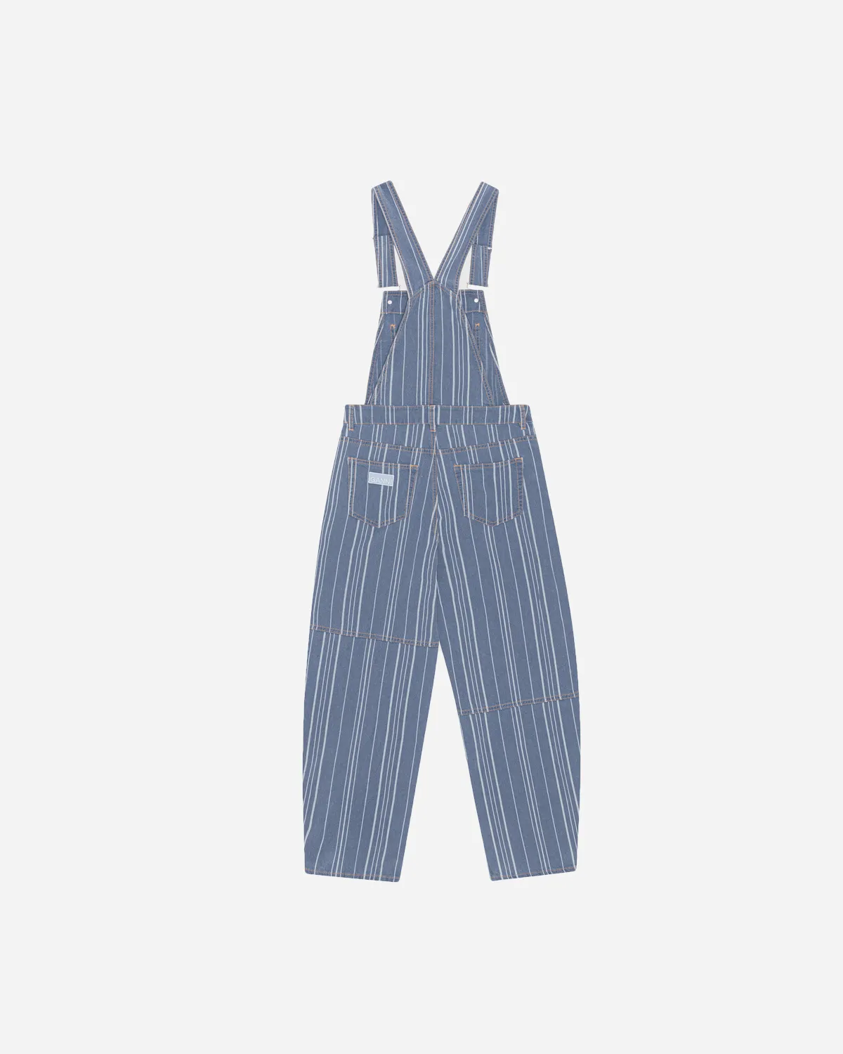 Light Stripe Denim Overalls - Mid Blue Stone