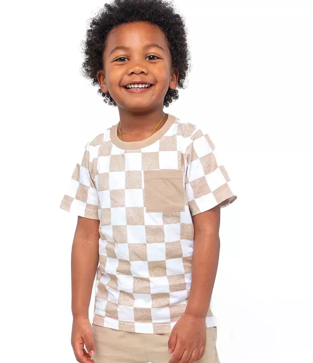 Little Bipsy - Checkered Tee - Beige