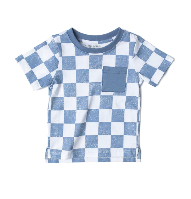 Little Bipsy - Checkered Tee - Sky Blue