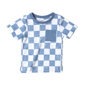 Little Bipsy - Checkered Tee - Sky Blue