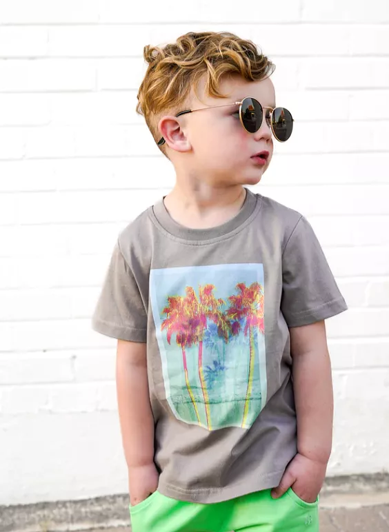 Little Bipsy- Neon Palm Tee