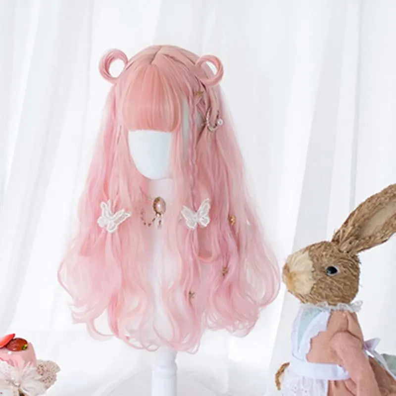 Lolita Cherry Pink Long Curly Wig MK15475