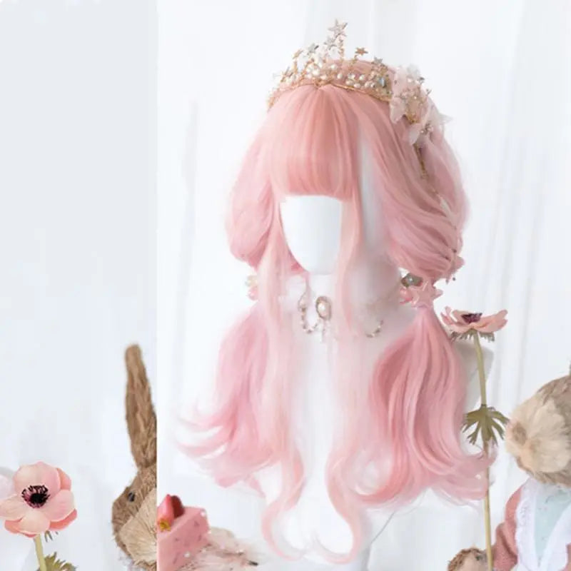 Lolita Cherry Pink Long Curly Wig MK15475