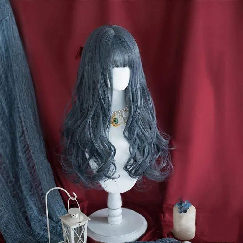 Lolita Fog Blue Long Curly Wig MK16298