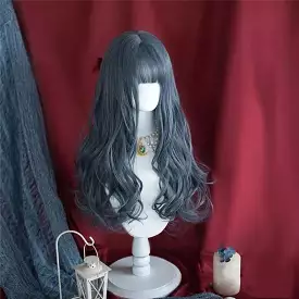 Lolita Fog Blue Long Curly Wig MK16298